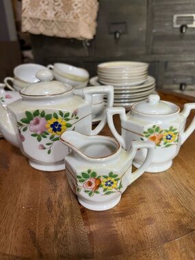 Vintage MINIATURE 28 piece Porcelain Tea Set